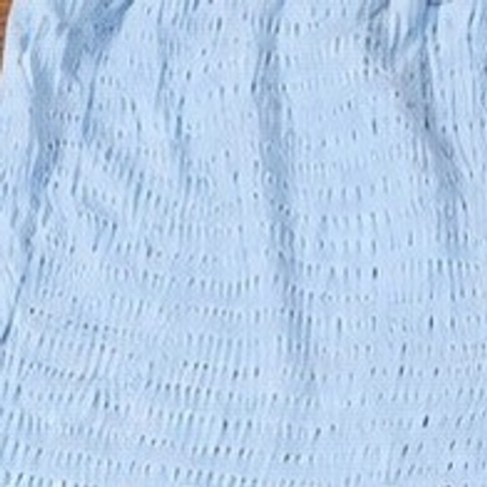Grandmacore Textured Wide Leg Pull On Pants Light Blue Crinkle High Rise Vintage - Picture 4 of 8